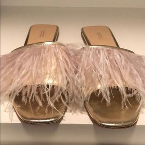 Barneys feathered slipper mule